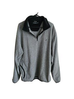 Nautica Quarter-Zip Fleece Pullover w/ Pockets Men's Size XL Gray Nautex